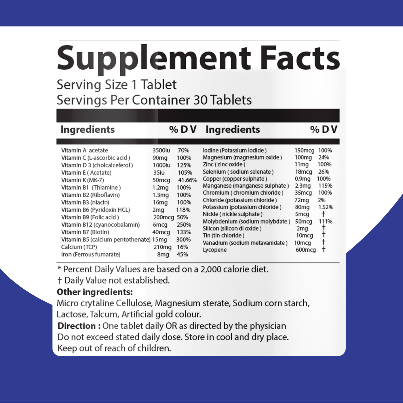 Hi Nutrition Men Multivitamin Tablets – Daily Vitamins & Minerals for Energy, Immunity & Wellness
